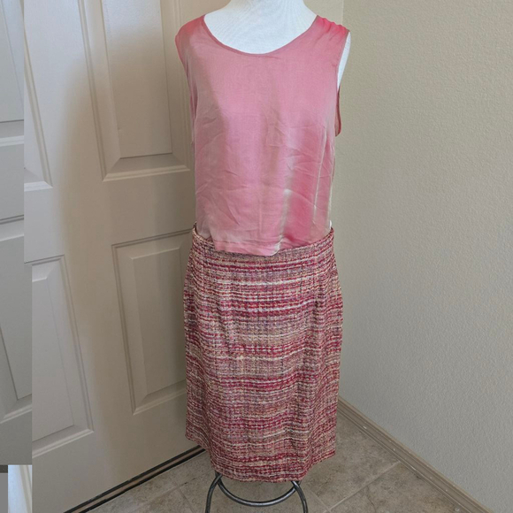 Paule Vasseur Pink Tweed 3-Piece Suit Size 44 US 12 Red Pink - Picture 2 of 9